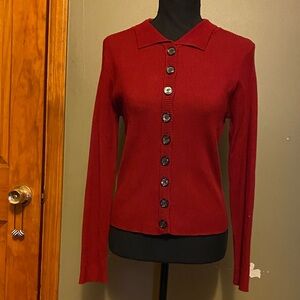 Burgundy Button Up Sweater